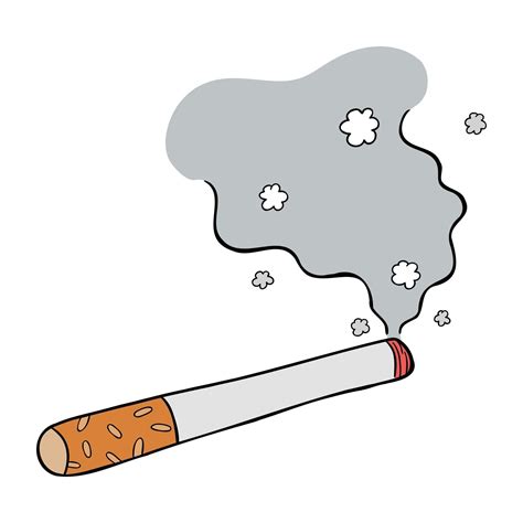 Cartoon Vector Illustration Of Burning Cigarette And Its Smoke 2392505