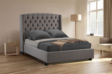 We feature a range of items with luxurious button tufting, nailhead trim, and stitching details. Devon Upholstered Queen Bed - Grey | Queen upholstered bed, Upholstered beds, Hom furniture