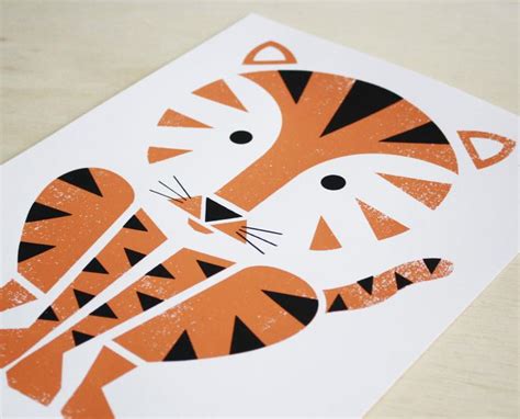 Tiger Art Print Screenprint Kids Art Etsy
