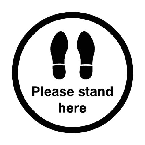 Please Stand Here Floor Sticker Black Safety Uk