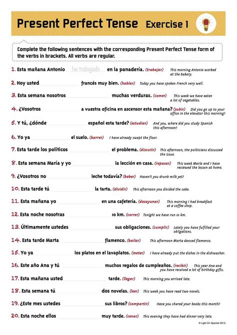 Spanish Present Perfect Tense Regular Verbs Quizzes | Perfect tense, Present perfect, How to ...