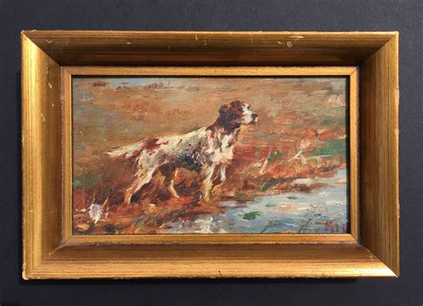 Vintage Painting Of A Hunting Dog By The River Signed And Etsy