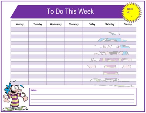Weekly To Do List Template My Word Templates