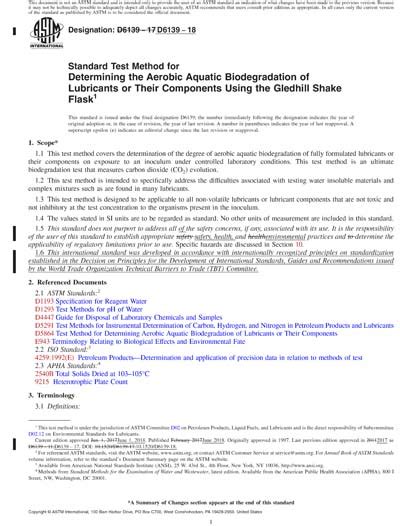 Astm D Red Standard Test Method For Determining The Aerobic Aquatic Biodegradation Of