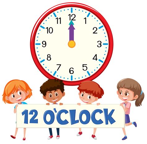 Clip art eight o clock. Children and time 12 o'clock - Download Free Vectors ...
