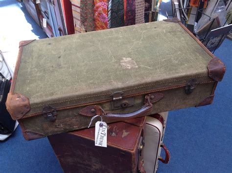 Green Canvas And Leather Trimmed Military Suitcase By Parker Wakeling