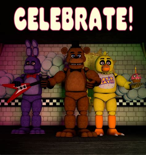 Fnaf 1 Celebrate Poster Made In Cinema 4d By Thegoanimateguy67 On