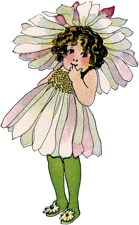 Vintage Flower Fairy Child Image The Graphics Fairy