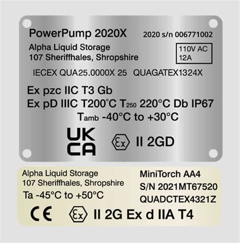 ATEX AND IECEx Nameplates Nameplates365 Co Uk