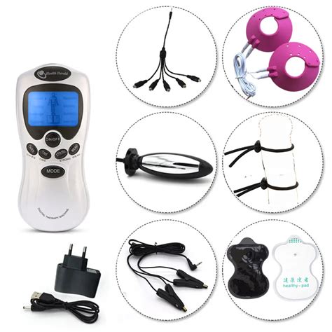 New Sex Massager 1 To 5 Electro Shock Kits Penis Anal Plug Vaginal Breast Therapy Ring Electric