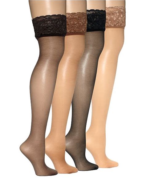 Hanes Womens Silky Sheer Lace Top Thigh Highs Hosiery 0a444 Handbags
