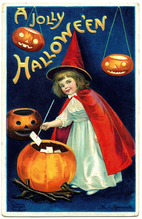 Halloween Sweet Witch Vintage Image Graphicsfairy9b The Graphics Fairy