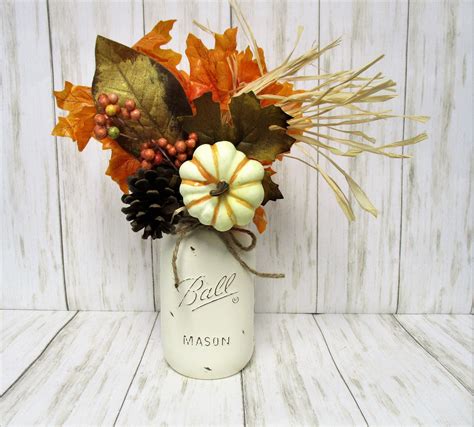 Fall Thanksgiving Centerpiece Leaves And Pumpkin Arrangement Home