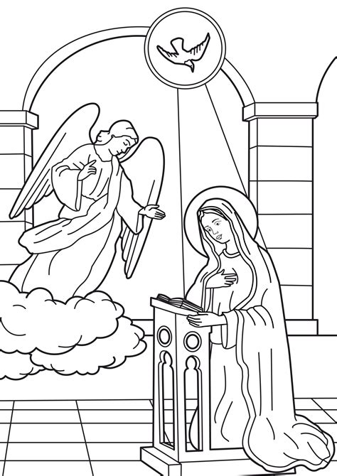Angel Appears To Mary Coloring Page Sketch Coloring Page