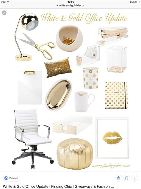 Pin by Angela Caban on office | Gold office decor, White gold office
