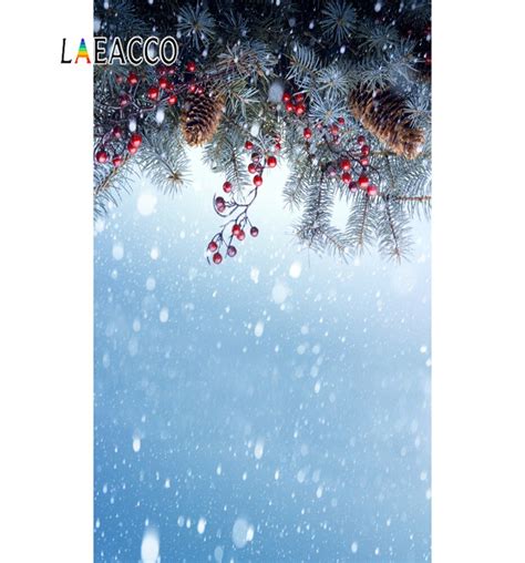 Laeacco Christmas Backdrop For Photography Winter Pine Snow Snowflake