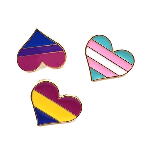 Rainbow Badge Lapel Heart Lgbt Design Metal Cute Pins Nonbinary