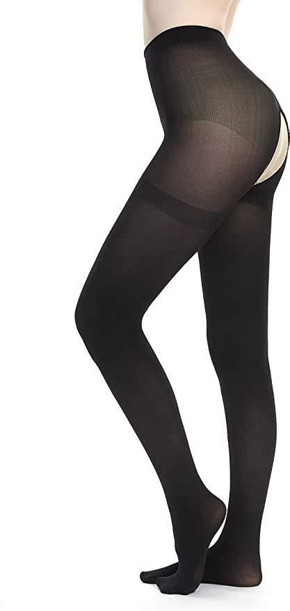 120d Crotchless Pantyhoseeasilk Open Crotch Tights For Womenblackfree Uk Clothing