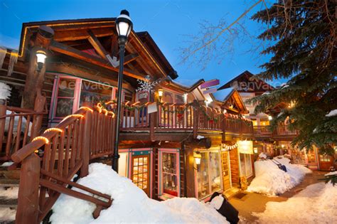 Breckenridge Colorado Usa Downtown Streets At Night In The Winter