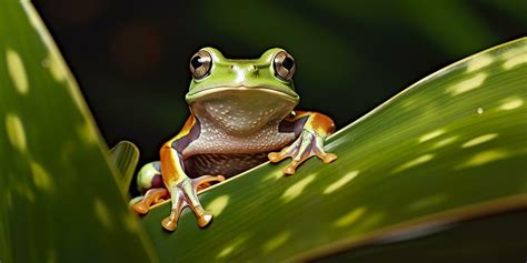 Dumpy Frog On Leaves Frog Amphibian Reptile Generative Ai 32971790