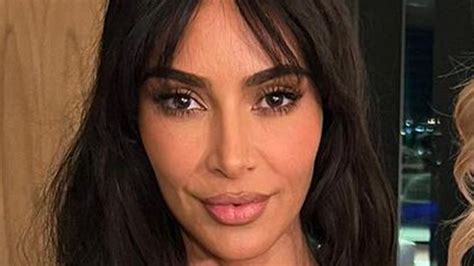 Kim Kardashians Frail Frame Drowns In Pink Leather Dress As She Reveals New Bangs At Prison