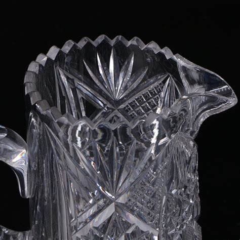 American Brilliant Cut Glass Lead Crystal Water Pitcher Late 19th