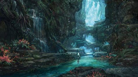 Fondos De Pantalla Bosque Arte Digital Arte Fantasía Cueva Selva