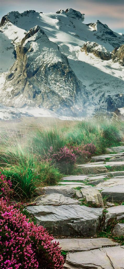 Mountains Wallpaper 4k Path Hill Spring Aesthetic Landscape