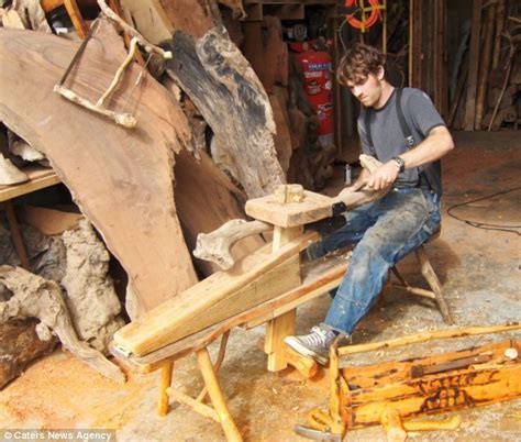Jeffro Uitto Sculpting Wood At His Workshop In Tokeland Washington