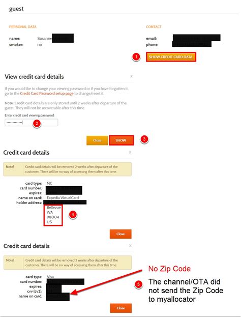 Zip code on credit card: The guest Address / Zip Code is missing from my reservation details - why? - Myallocator