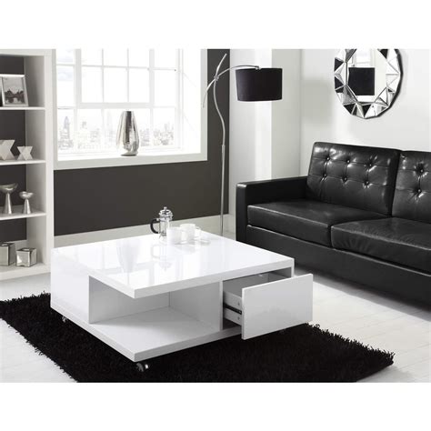 5% coupon applied at checkout. White High Gloss Coffee Table with Storage Drawers ...