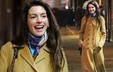 Anne Hathaway Flashes Smile In A Chic Trench Coat As She Leaves Photo