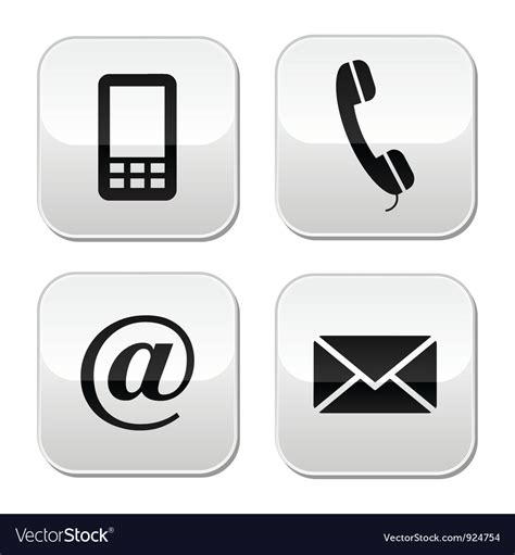 Contact Buttons Set Email Mobile Phone Vector Image