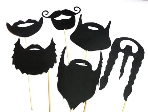Photo Booth Props Set Of 6 Black Beards Photo Booth Props