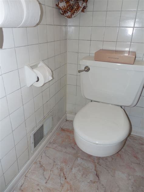 Welcome to the diy bathroom tile projects page. Faux marble like painted bathroom tile floor. DIY. Salmon ...