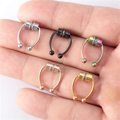 Magnetic Septum Nose Ring Horseshoe Stainless Steel Faux Fake Nose