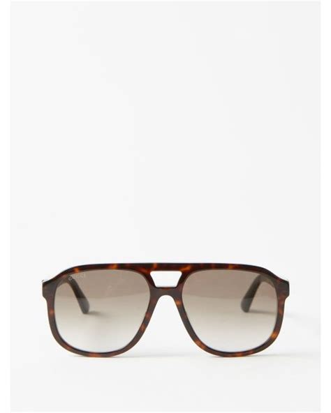 gucci tortoiseshell acetate aviator sunglasses in brown lyst