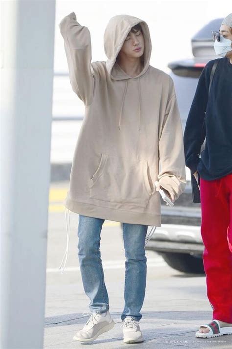 Jin Airport Clothes Oversized Kangaroo Pocket Hoodie In 2020