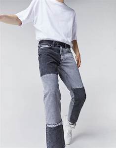 Bershka Two Tone Slim Fit Patchwork Jeans