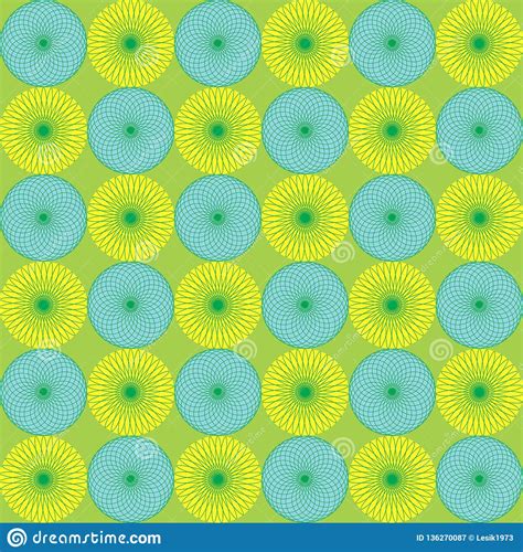 Vector Seamless Blue Yellow Color Irregular Rounded Arc Lines Geometric