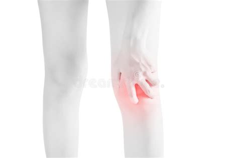 Acute Pain In A Woman Knee Isolated On White Background Clipping Path