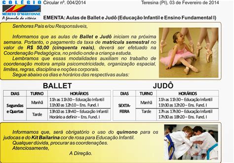 portal mérito blog oficial comunicado aulas de ballet e judô educação infantil e ensino