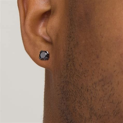Vera Wang Men 2 Ct Tw Enhanced Black Diamond Solitaire Stud Earrings