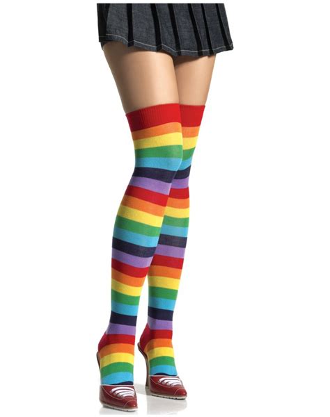 Rainbow Striped Thigh Highs Rainbow Stockings
