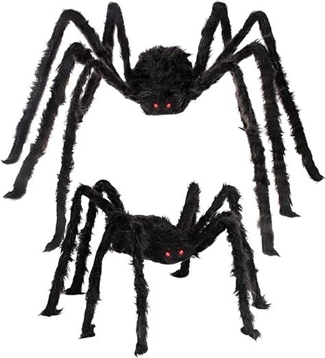 2 pack halloween giant spiders lifelike black hairy spiders for indoor and outdoor halloween