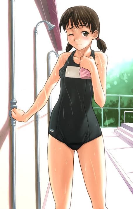 Yasuomi Original Girl Bare Shoulders Black One Piece Swimsuit