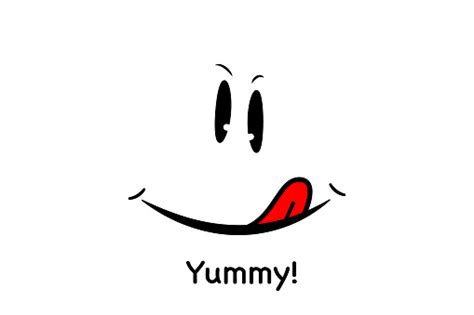 Yummy Smiley Emoticon With Happy Smile Tongue Lick Mouth Tasty Food