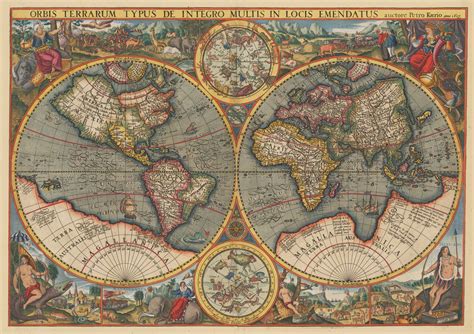 17th Century World Map By: Petro Kaerio - theVintageMapShop.com - the ...