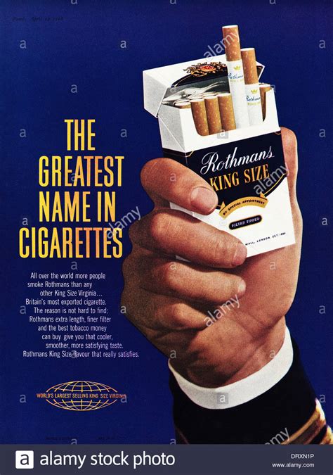 Zigaretten und juckreiz, mehr internationale zigarette jingle, marlboro zigaretten richmond, hersteller von winston zigaretten, zigarette display deckel klappe. 1960s magazine advertisement advertising ROTHMANS KING ...