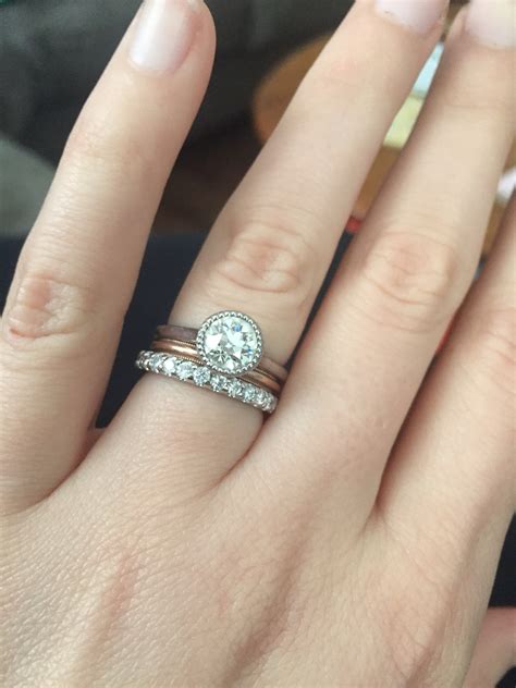 Looking For Ideas For Wedding Band With Bezel Set Engagement Ring Weddingbee